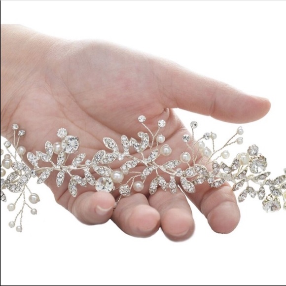 Bridal Headpiece Pearl Hair Vine Rhinestone